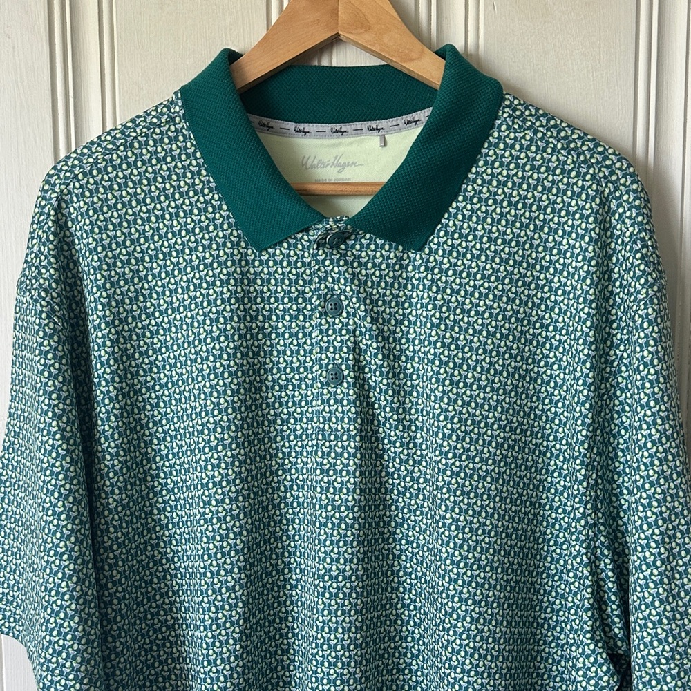 Walter Hagen Green and Yellow Patterned Polo Shirt Size XXL New!